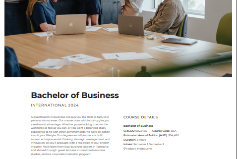 2024 Bachelor of Business A4 Flyers